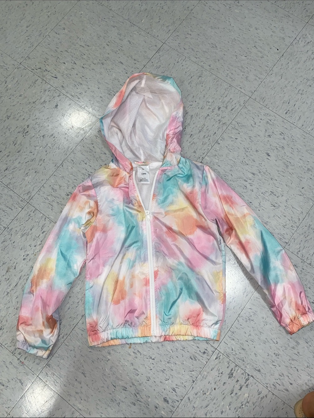 Pastel Tie-Dye Kids' Hooded Windbreaker Jacket little girl 6x 6y 6 lemon kiss